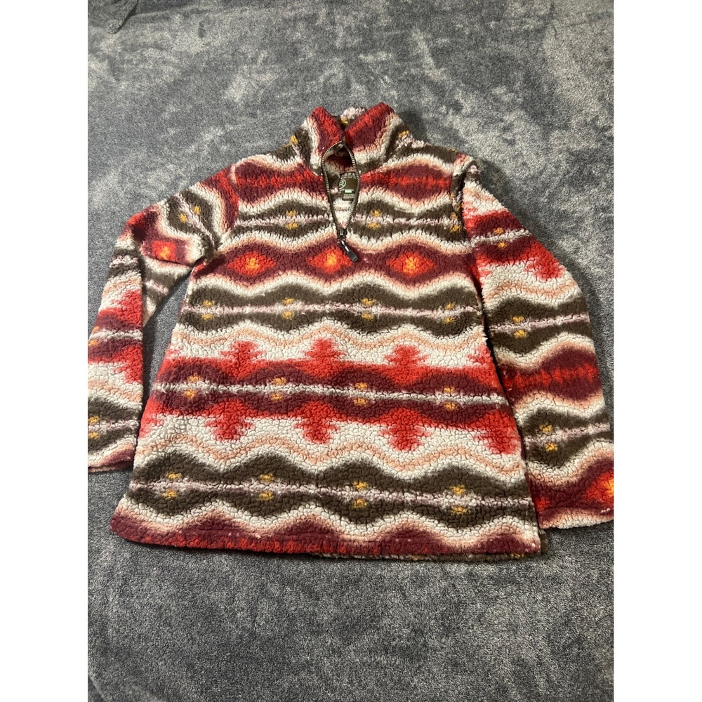 Roper Wear the West Aztec Sherpa Fleece Quarter Zip Pullover Red Brown Medium